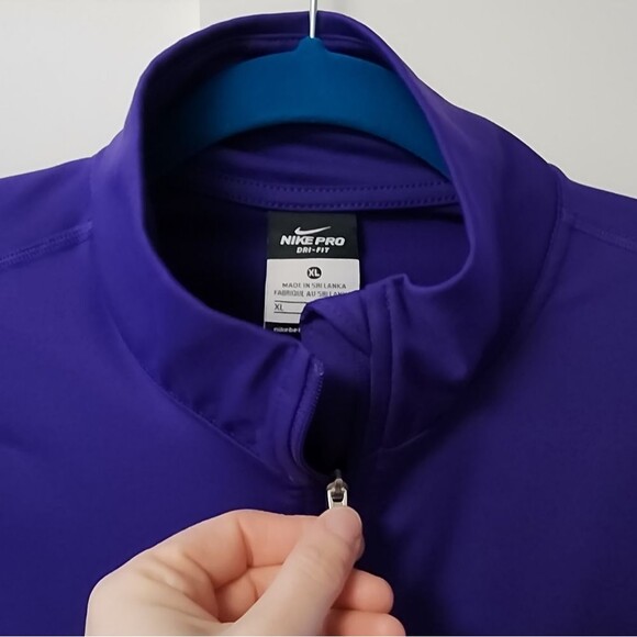 Nike Pro womens Aztec Geometric Tribal Purple Quarter Zip XL Dri Fit activewear - Picture 5 of 15